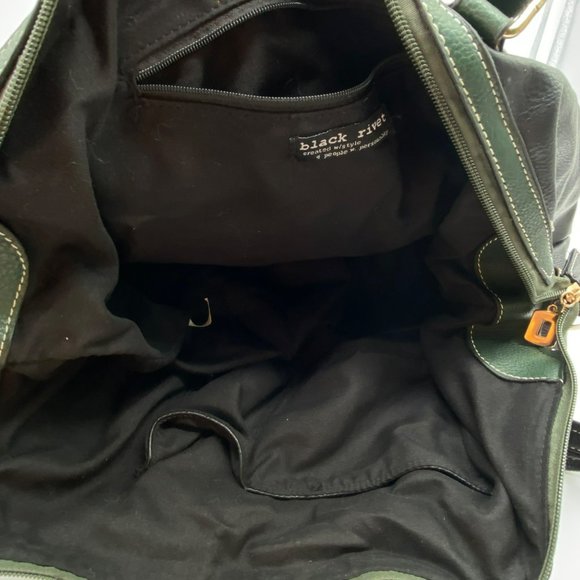 Black Rivet 17" Tote Bag w Should Strap Green Brown Black Handbag Satchel - Picture 6 of 13